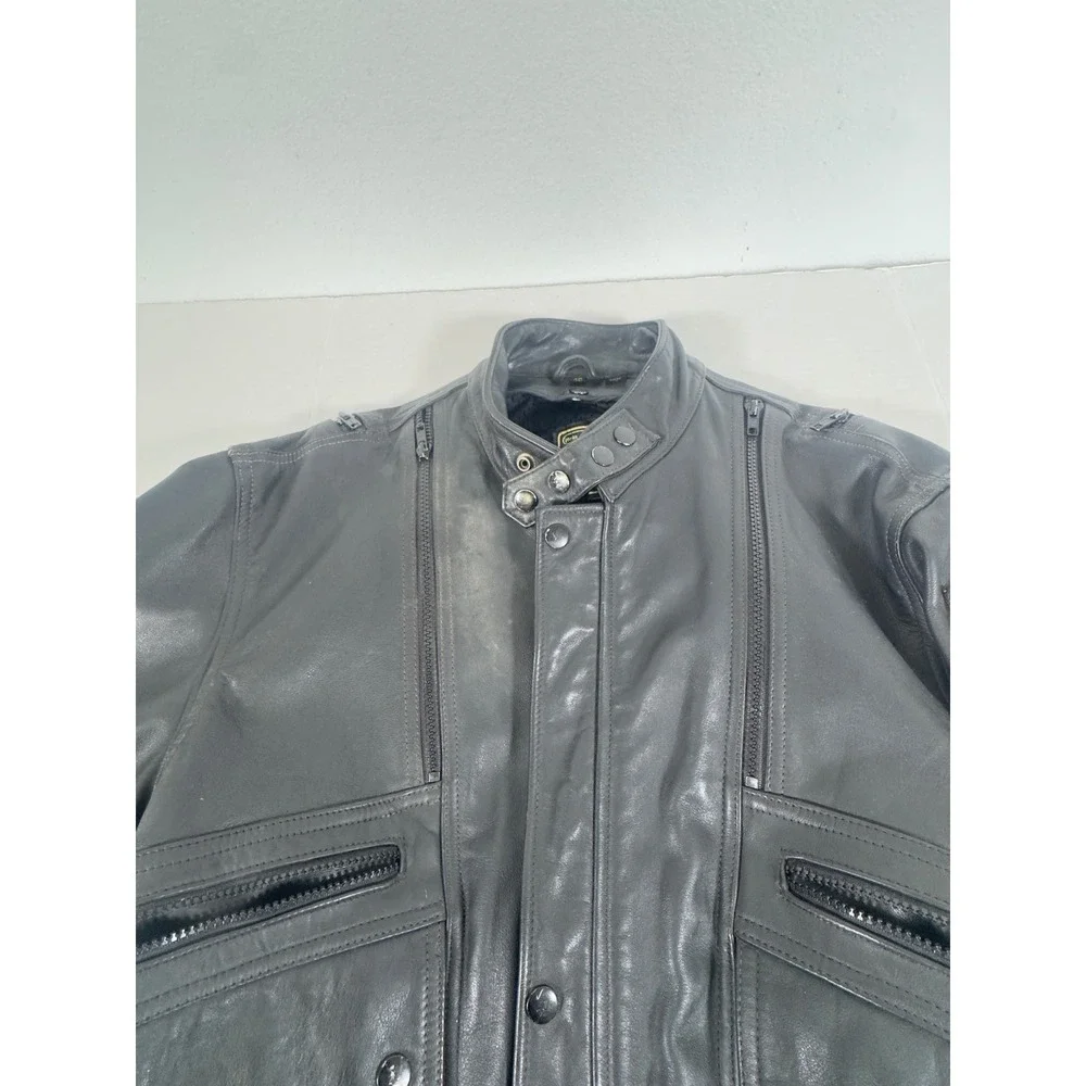 Vintage‎ Hein Gericke Leather Motorcycle Jacket Mens 46 Black 1995 Sturgis